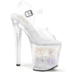 Pleaser Enchant-708AQUA-02 8" Platform Heels: Aqua - Clear / White Holographic - PRE-ORDER