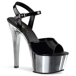 Pleaser Aspire-609 6" Heels: Black Patent / Silver Chrome - PRE-ORDER