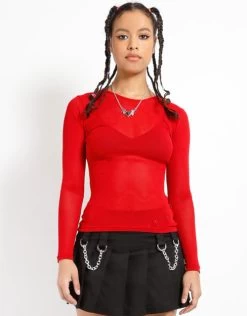 Tripp NYC Ladies' Long Sleeve Fishnet Top: Red 20 Tripp NYC Ladies' Long Sleeve Fishnet Top: Red -Fashion Apparel 029F406F B7E9 48DE A68C BB7266687E79 40069.1668452475