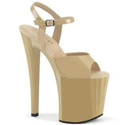 Pleaser Enchant-709 8" Platform Heels: Cream - PRE-ORDER