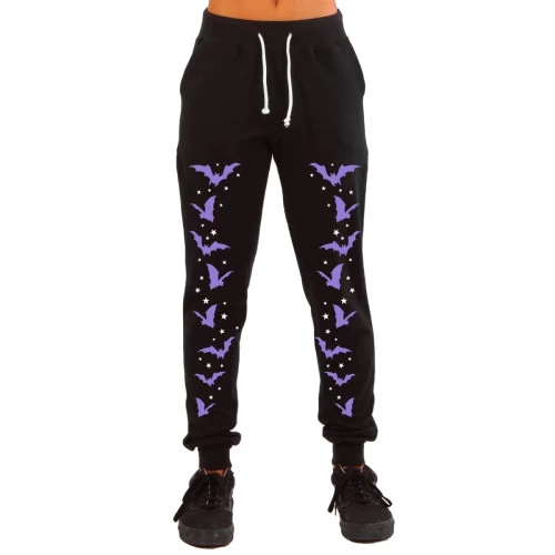 Too Fast Bats & Stars Sweatpants: Black / Purple - Small To 3XL 6 Too Fast Bats & Stars Sweatpants: Black / Purple - Small To 3XL - Image 4