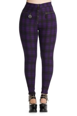 Banned Damien Pants: Purple Check - Small, Large And XL