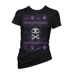 Pinky Star Crossbone Cat Christmas Sweater T-Shirt