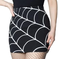 Kreepsville 666 Spiderweb Mini Skirt: Black / White