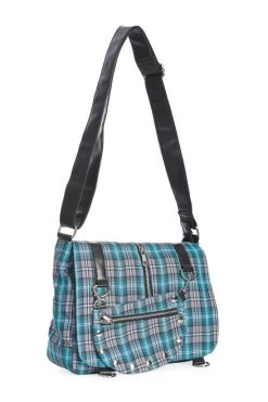 Banned Tartan Shoulder Bag: Blue / Grey -Fashion Apparel 0C49F8E8 4428 46A5 965F B7495F7233DE 62443.1649150302
