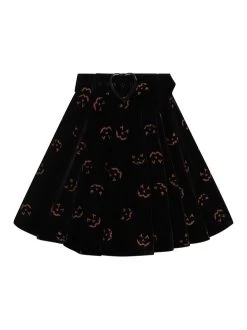Collectif Adore Pumpkin Glitter Velvet Skater Skirt - Small, 2XL, 3XL And 4XL