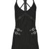 Restyle Collared Pinstriped Mini Gothic Dress