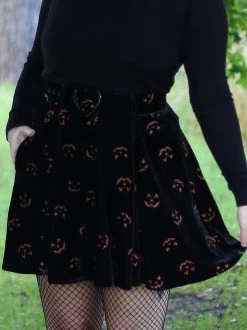 Collectif Adore Pumpkin Glitter Velvet Skater Skirt - Small, 2XL, 3XL And 4XL -Fashion Apparel 1465D378 98F1 4A6B B35E 56ED150A3531 05637.1697159288
