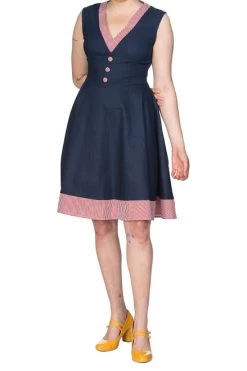 Banned Diner Days Fit 'n' Flare Dress -Fashion Apparel 1578478765DR16296DARKBLUE08 06911.1627981071