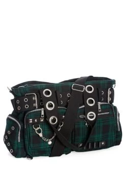 Banned Camdyn Handcuff Bag: Green Tartan 9 Banned Camdyn Handcuff Bag: Green Tartan -Fashion Apparel 1611698186BG34257 GREEN4 70764.1644300192