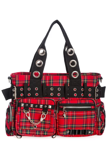 Banned Camdyn Handcuff Bag: Red Tartan 3 Banned Camdyn Handcuff Bag: Red Tartan