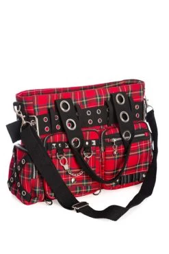 Banned Camdyn Handcuff Bag: Red Tartan 9 Banned Camdyn Handcuff Bag: Red Tartan -Fashion Apparel 1611698240BG34257 RED4 95366.1636540577