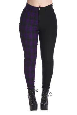Banned Kaori Pants: Black / Purple - Small To 2XL