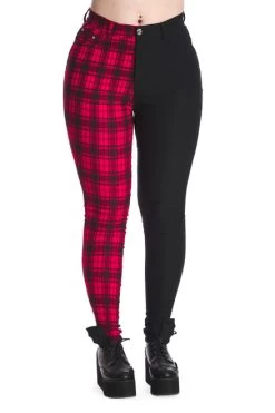 Banned Kaori Pants: Black / Red - XS To 2XL