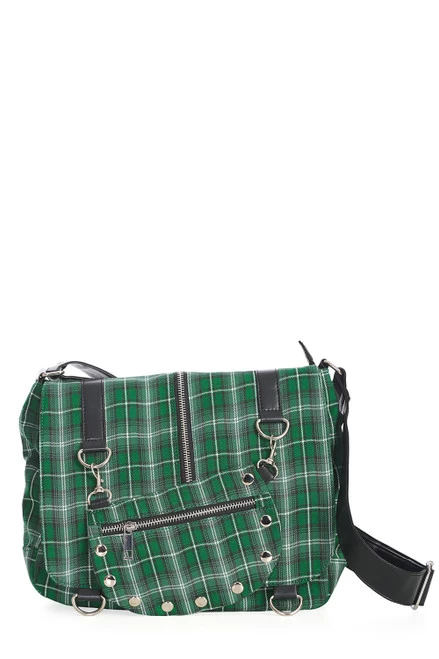 Banned Tartan Shoulder Bag: Green 3 Banned Tartan Shoulder Bag: Green
