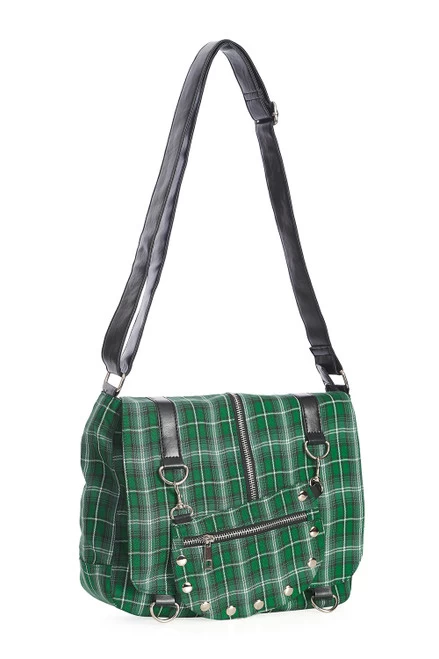 Banned Tartan Shoulder Bag: Green 5 Banned Tartan Shoulder Bag: Green - Image 3
