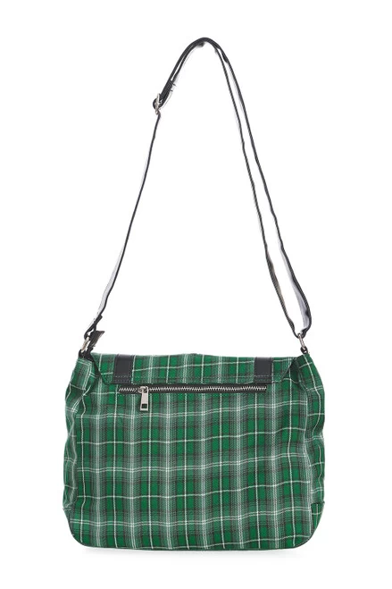 Banned Tartan Shoulder Bag: Green 6 Banned Tartan Shoulder Bag: Green - Image 4