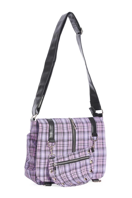 Banned Tartan Shoulder Bag: Lilac 5 Banned Tartan Shoulder Bag: Lilac - Image 3