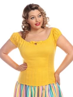 Collectif Lorena Top: Yellow - 3XL And 4XL