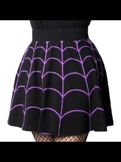 Kreepsville 666 Kreepsville Spiderweb Skater Skirt: Purple - Small, Medium And Large -Fashion Apparel 1A39D878 D02F 44D5 9637 E639320F276E 44054.1694338520