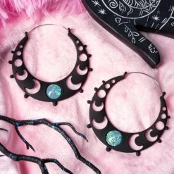 Too Fast Phases Of The Moon Gem Hoop Earrings