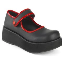 Demonia Sprite Contrast Mary Janes: Black / Red - PRE-ORDER