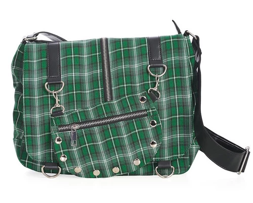 Banned Tartan Shoulder Bag: Green 7 Banned Tartan Shoulder Bag: Green - Image 5