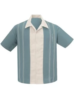 Steady The Harper Bowling Shirt: Sea Foam / Stone - Small To 4XL