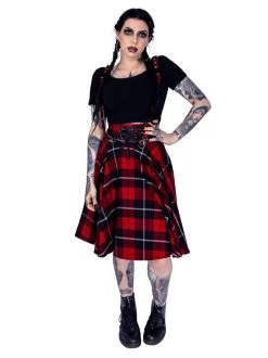 Chemical Black Seneca Skirt: Red Plaid