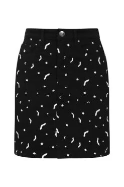 Hell Bunny Black Bat Mini Skirt - Medium To 4XL