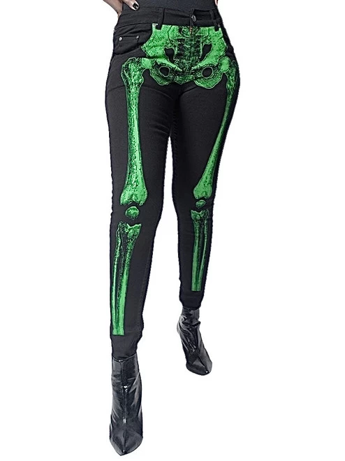 Kreepsville 666 Skeleton Unisex Skinny Jeans: Green Bone 11 Kreepsville 666 Skeleton Unisex Skinny Jeans: Green Bone - Image 9