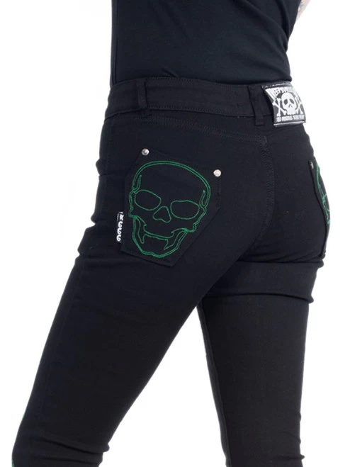 Kreepsville 666 Skeleton Unisex Skinny Jeans: Green Bone 9 Kreepsville 666 Skeleton Unisex Skinny Jeans: Green Bone - Image 7