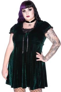 Killstar Heather Babydoll Dress: Emerald Green - Small