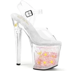 Pleaser Enchant-708AQUA-01 8" Platform Heels: Aqua - Clear / Pastel Holographic - PRE-ORDER