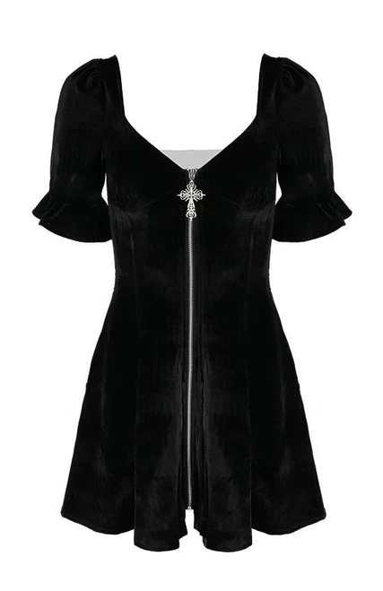 Restyle Black Velvet Sweetheart Dress With Gothic Cross 3 Restyle Black Velvet Sweetheart Dress With Gothic Cross