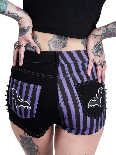 Too Fast Bat Studded Stretch Denim Shorts 3 Too Fast Bat Studded Stretch Denim Shorts