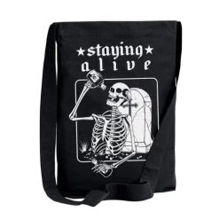 Too Fast Staying Alive Skeleton Crossbody Sling Tote Bag
