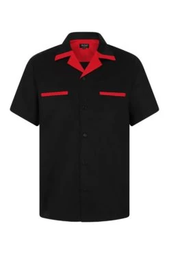 Chet Rock Donnie Bowling Shirt: Black / Red