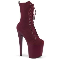 Pleaser Enchant-1040 8" Ankle Boots: Burgundy Faux Suede - PRE-ORDER