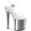Pleaser Enchant-708 8" Platform Heels: Clear / Silver Chrome - PRE-ORDER