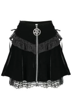 Restyle Lace Up Velvet Mini Skirt