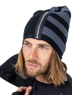 Chemical Black Trace Knit Hat: Black / Grey -Fashion Apparel 47E236D8 3504 495C 80D2 0A8A88440EE5 73438.1705959608