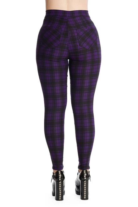 Banned Damien Pants: Purple Check - Small, Large And XL 4 Banned Damien Pants: Purple Check - Small, Large And XL - Image 2