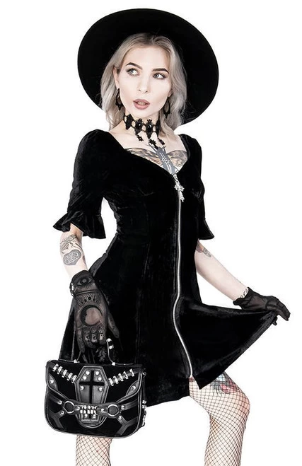 Restyle Black Velvet Sweetheart Dress With Gothic Cross 7 Restyle Black Velvet Sweetheart Dress With Gothic Cross - Image 5