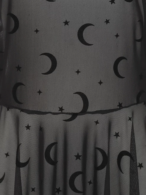 Collectif Lila Moon Flock Mesh Skater Dress - Small, Medium And Large 8 Collectif Lila Moon Flock Mesh Skater Dress - Small, Medium And Large - Image 6