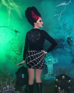 Kreepsville 666 Spiderweb Mini Skirt: Black / White -Fashion Apparel 50772090 8D0A 4AF7 B1F1 2019DA670407 21778.1702928837