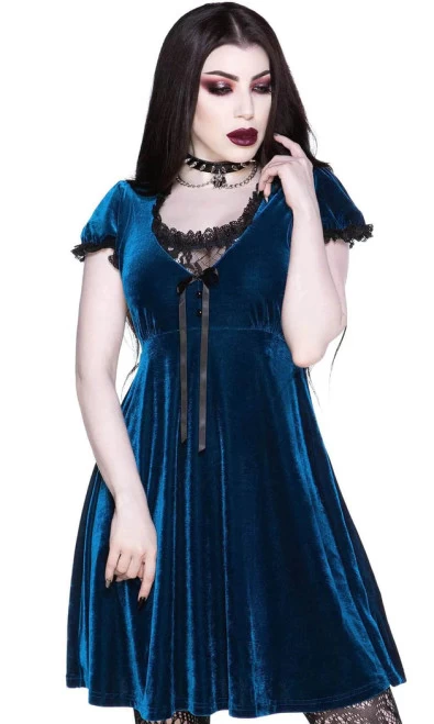 Killstar Heather Babydoll Dress: Sapphire Blue - Small 5 Killstar Heather Babydoll Dress: Sapphire Blue - Small - Image 3