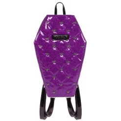 Rock Rebel Mina Quilted Bat Coffin Backpack: Purple
