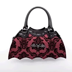 Rock Rebel Damask Bat Handbag: Red