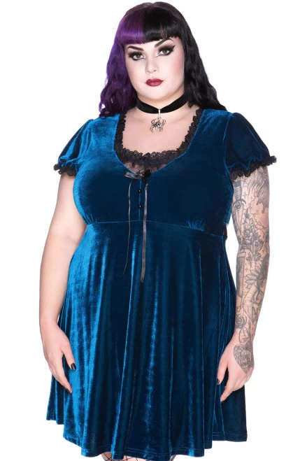 Killstar Heather Babydoll Dress: Sapphire Blue - Small 3 Killstar Heather Babydoll Dress: Sapphire Blue - Small